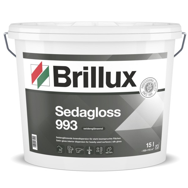 Brillux Sedagloss 993 (vorher Latexfarbe 992) weiß Latexfarbe seidenglänzend 5 Ltr. Eimer _L